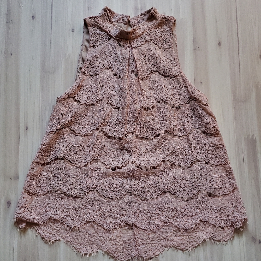 Love, Fire Pale Pink Lace Tank